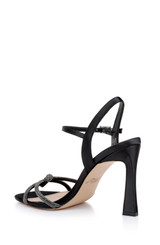 Black | Madison Stiletto Sandals with Rhinestone Knot Detail