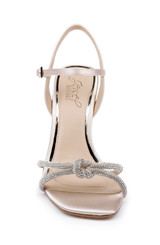 Champagne | Madison Stiletto Sandals with Rhinestone Knot Detail