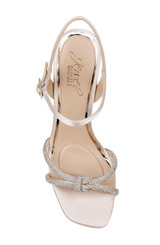 Champagne | Madison Stiletto Sandals with Rhinestone Knot Detail