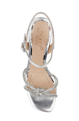 Silver | Madison Stiletto Sandals with Rhinestone Knot Detail