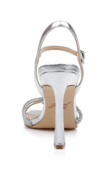 Silver | Madison Stiletto Sandals with Rhinestone Knot Detail