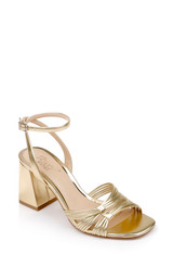 Gold | Michelle Metallic Strappy Block Heels