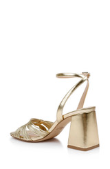Gold | Michelle Metallic Strappy Block Heels