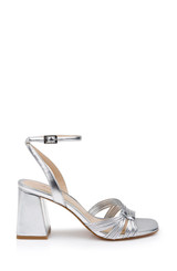 Silver | Michelle Metallic Strappy Block Heels