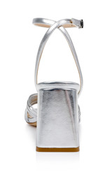 Silver | Michelle Metallic Strappy Block Heels