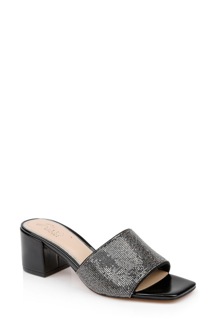 Black | Harlyn Block Heeled Mules with Crystal Vamp