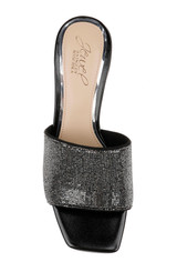 Black | Harlyn Block Heeled Mules with Crystal Vamp