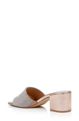 Rosegold | Harlyn Block Heeled Mules with Crystal Vamp