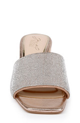 Rosegold | Harlyn Block Heeled Mules with Crystal Vamp