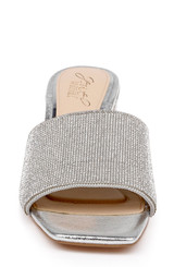 Silver | Harlyn Block Heeled Mules with Crystal Vamp