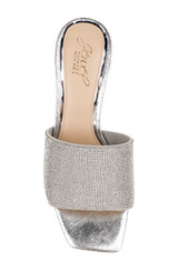 Silver | Harlyn Block Heeled Mules with Crystal Vamp