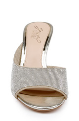 Light Gold | Haya Metallic Peep-Toe Mules