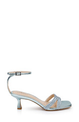 Powder Blue | Hayzel Metallic Kitten Heel Sandal