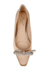 Dark Nude | Hesther Ballerina Flats with Rhinestone Bow