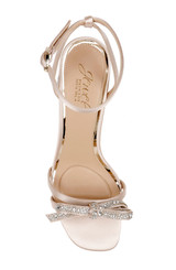 Champagne | Hillary Block Heel Sandal with Rhinestone Bow