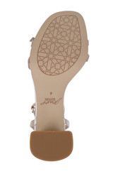 Champagne | Hillary Block Heel Sandal with Rhinestone Bow