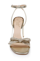 Light Gold | Hillary Block Heel Sandal with Rhinestone Bow