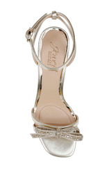 Light Gold | Hillary Block Heel Sandal with Rhinestone Bow