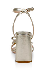 Light Gold | Hillary Block Heel Sandal with Rhinestone Bow