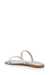 Silver | Honesty Flat Sandals with Gemstone-Studded Straps