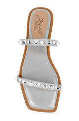 Silver | Honesty Flat Sandals with Gemstone-Studded Straps