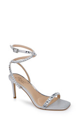 Silver | Hosana Sexy Stiletto with Gemstone-Studded Wraparound Strap