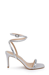 Silver | Hosana Sexy Stiletto with Gemstone-Studded Wraparound Strap