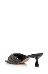 Black | Humor Crystal Mules with Kitten Heel