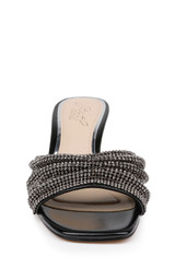 Black | Humor Crystal Mules with Kitten Heel