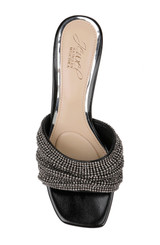 Black | Humor Crystal Mules with Kitten Heel