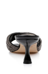 Black | Humor Crystal Mules with Kitten Heel