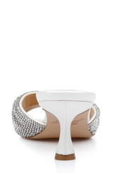 White | Humor Crystal Mules with Kitten Heel