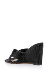 Black | Hype Pleated Wedge Mule