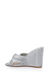 Silver | Hype Pleated Wedge Mule