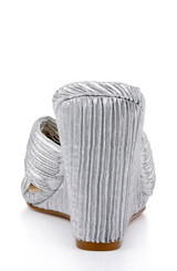Silver | Hype Pleated Wedge Mule