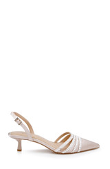 Champagne Katalina Bejeweled Slingback with Kitten Heel Side