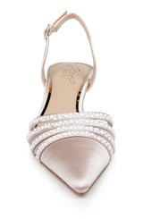 Champagne Katalina Bejeweled Slingback with Kitten Heel Front