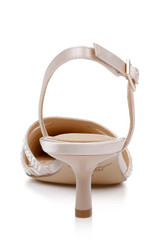 Champagne Katalina Bejeweled Slingback with Kitten Heel Back