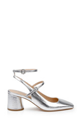 Silver | Keilani Block Round Heeled Mary Jane