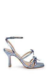 Blue | Kiyomi II Metallic Delicate Sandal with Bow Straps