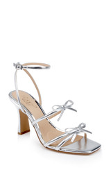 Silver Metallic | Kiyomi II Metallic Delicate Sandal with Bow Straps Front Side
