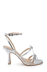 Silver Metallic | Kiyomi II Metallic Delicate Sandal with Bow Straps Side
