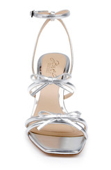 Silver Metallic | Kiyomi II Metallic Delicate Sandal with Bow Straps Front