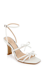White Matte | Kiyomi II Metallic Delicate Sandal with Bow Straps Front Side