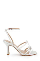 White Matte | Kiyomi II Metallic Delicate Sandal with Bow Straps Side