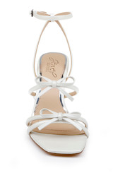White Matte | Kiyomi II Metallic Delicate Sandal with Bow Straps Front