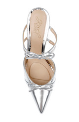 Silver | Klarise II Metallic Pointed Toe Double Bow Mules