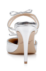 Silver | Klarise II Metallic Pointed Toe Double Bow Mules