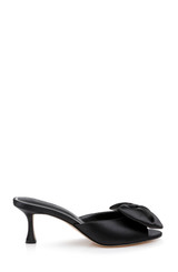 Black | Kora Kitten Heel Mules with Large Bow