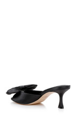 Black | Kora Kitten Heel Mules with Large Bow